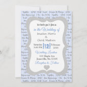 Uitnodiging tot blauwe en grijze Romantische tekst (Voorkant)