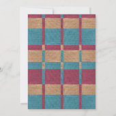 Uitnodiging tot blauwe en maroon Burlap Wedding (Achterkant)