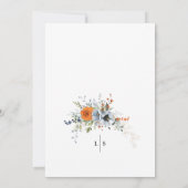 Uitnodiging tot blauwe en Oranje Floral Wedding (Achterkant)