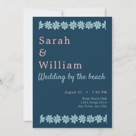 Uitnodiging tot blauwe en roze Floral Wedding