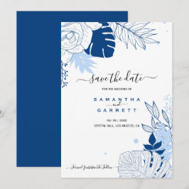 Uitnodiging tot blauwe en witte bladeren