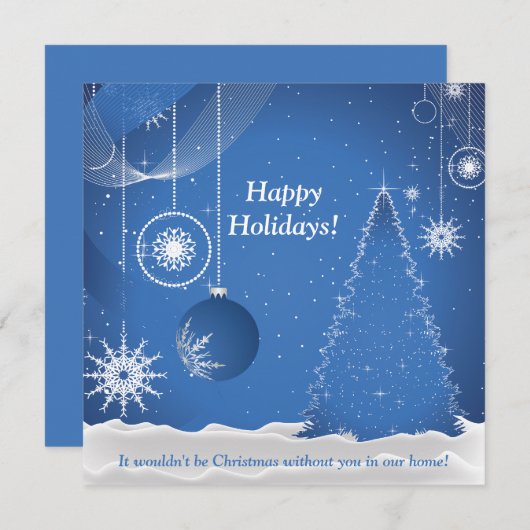 Uitnodiging tot blauwe en witte feestdag (Voorkant / Achterkant)