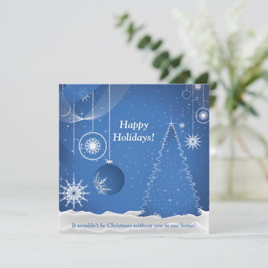 Uitnodiging tot blauwe en witte feestdag (Staand voorkant)