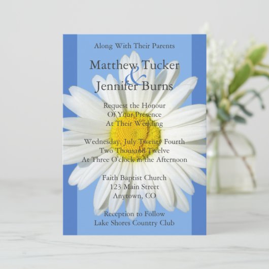 Uitnodiging tot blauwe en witte feestdag (Staand voorkant)