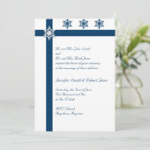 Uitnodiging tot blauwe en witte sneeuwvlokken (Staand voorkant)