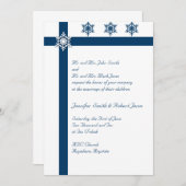 Uitnodiging tot blauwe en witte sneeuwvlokken (Voorkant / Achterkant)