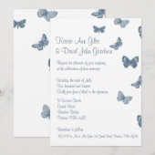 Uitnodiging tot blauwe en witte vlinder (Voorkant / Achterkant)