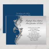 Uitnodiging tot  blauwe en zilverweddenschappen (Voorkant / Achterkant)