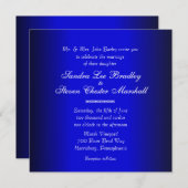 Uitnodiging tot blauwe en zwarte moderne bruiloft (Voorkant / Achterkant)