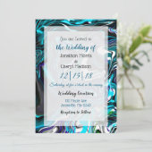 Uitnodiging tot blauwe en zwarte vlote kunst (Staand voorkant)