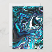 Uitnodiging tot blauwe en zwarte vlote kunst (Achterkant)