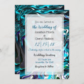 Uitnodiging tot blauwe en zwarte vlote kunst (Voorkant / Achterkant)