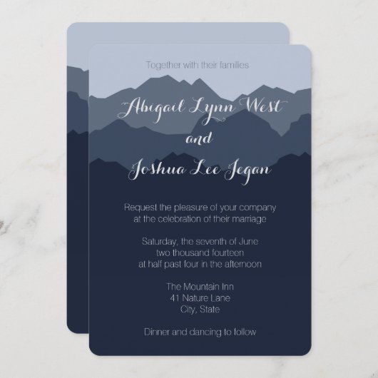 Uitnodiging tot blauwe gordijn (Voorkant / Achterkant)