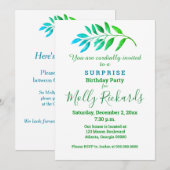 Uitnodiging tot blauwe groene olievlek voor verras (Voorkant / Achterkant)