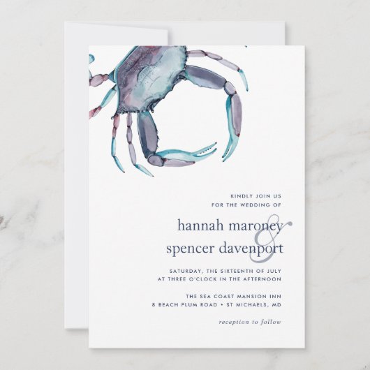 Uitnodiging tot blauwe krab bruiloft (Voorkant)