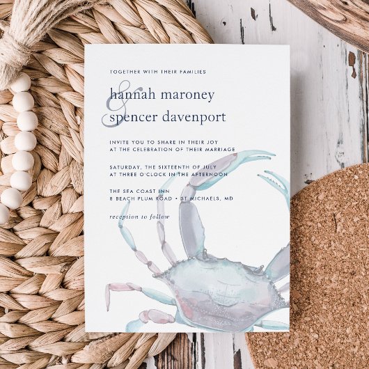 Uitnodiging tot blauwe krab bruiloft