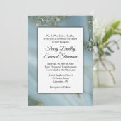 Uitnodiging tot blauwe marmer Agate Wedding (Staand voorkant)