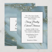 Uitnodiging tot blauwe marmer Agate Wedding (Voorkant / Achterkant)