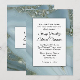 Uitnodiging tot blauwe marmer Agate Wedding