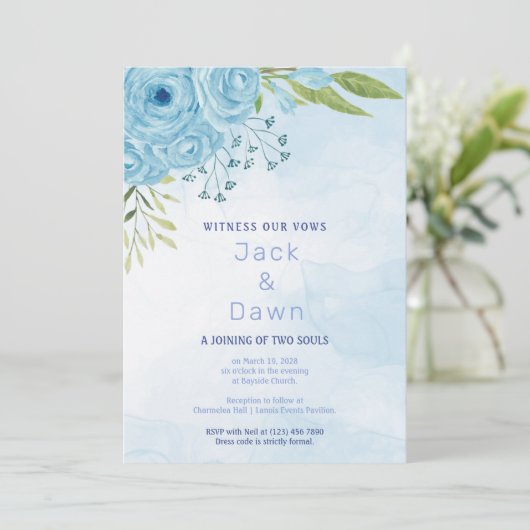 Uitnodiging tot  blauwe Rozen (Staand voorkant)