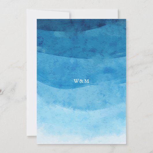 Uitnodiging tot blauwe Waterverf (Achterkant)