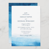 Uitnodiging tot blauwe Waterverf (Voorkant / Achterkant)