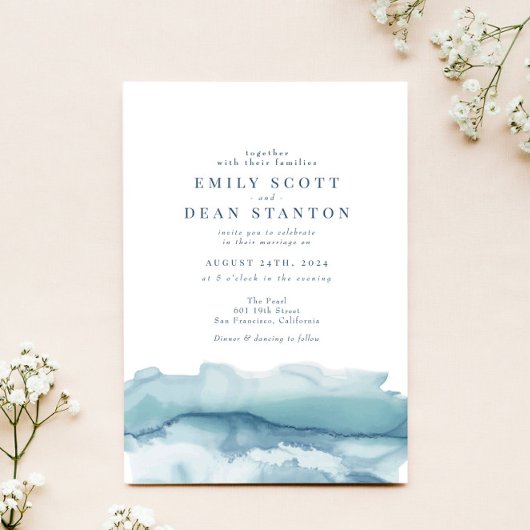 Uitnodiging tot blauwe Waterverf