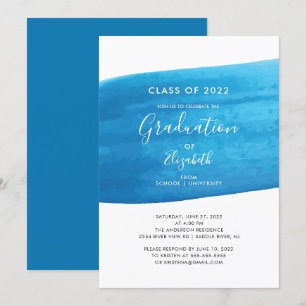 Uitnodiging tot blauwe Waterverf Graduation Party