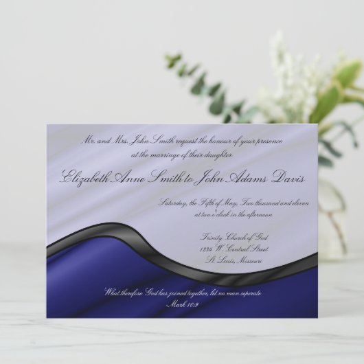 Uitnodiging tot blauwe zijdegolf (Staand voorkant)