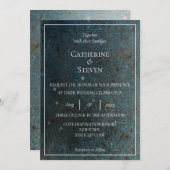 Uitnodiging tot blauwgroen blauwe, gouden en koper (Voorkant / Achterkant)