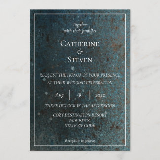 Uitnodiging tot blauwgroen blauwe, gouden en koper