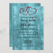 Uitnodiging tot Blauwgroen bruiloft (Voorkant / Achterkant)