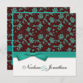 Uitnodiging tot blauwgroen en bruin huwelijk (Voorkant / Achterkant)