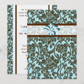 Uitnodiging tot blauwgroen en bruin huwelijk (Voorkant / Achterkant)
