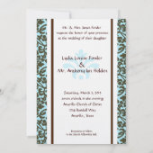 Uitnodiging tot blauwgroen en bruin huwelijk (Achterkant)