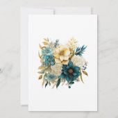 Uitnodiging tot blauwgroen en gouden bruiloft (Achterkant)