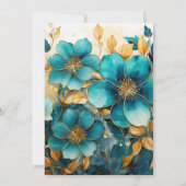 Uitnodiging tot blauwgroen en gouden bruiloft (Achterkant)