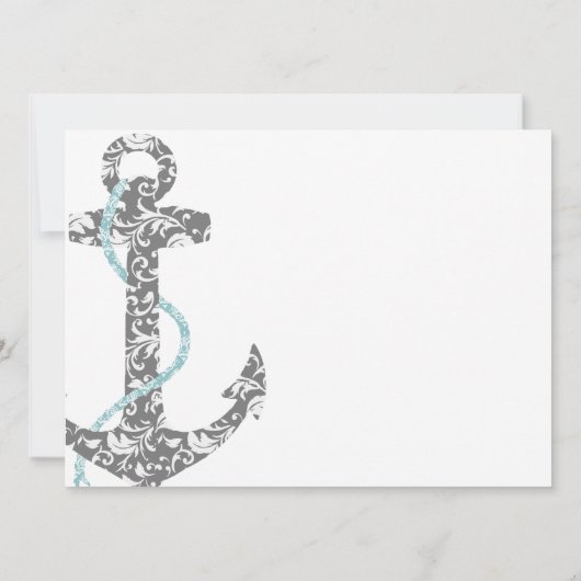 Uitnodiging tot blauwgroen en grijze Anchor Beach  (Achterkant)