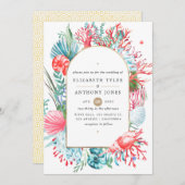 Uitnodiging tot blauwgroen en koraal Zee (Voorkant / Achterkant)