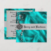 Uitnodiging tot blauwgroen en Zilverweddenschappen (Voorkant / Achterkant)