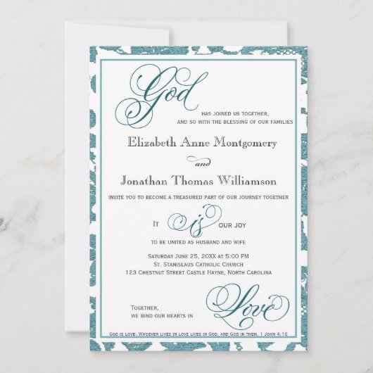 Uitnodiging tot blauwgroen weddenschappen op grond (Voorkant)