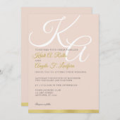 Uitnodiging tot blinden en gouden monogram (Voorkant / Achterkant)