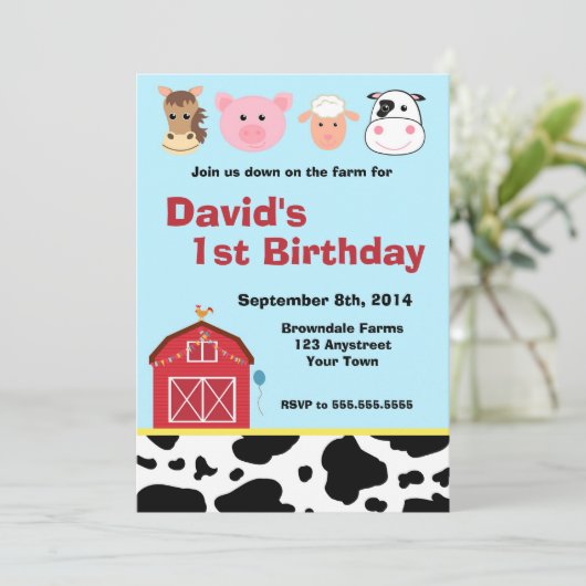 Uitnodiging tot Boerderij van Barnyard (Staand voorkant)