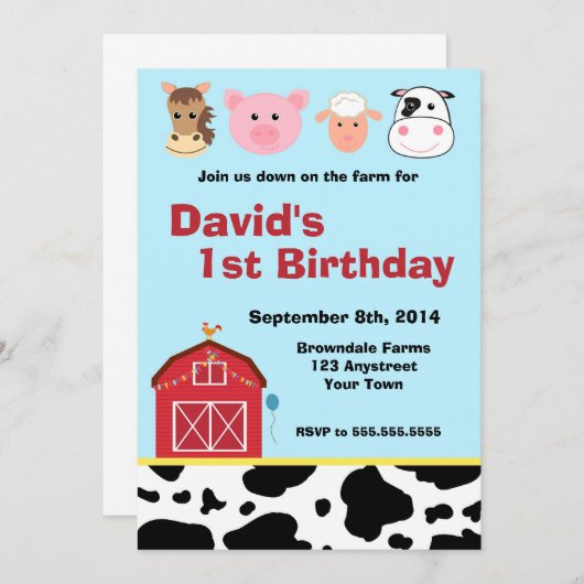 Uitnodiging tot Boerderij van Barnyard (Voorkant / Achterkant)