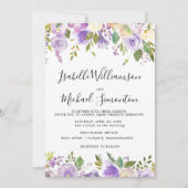 Uitnodiging tot botanische bruiloft in Paars Rusti (Voorkant)