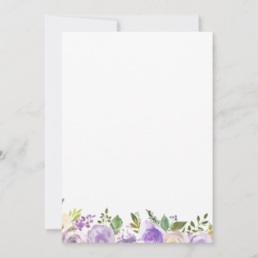 Uitnodiging tot botanische bruiloft in Paars Rusti (Achterkant)