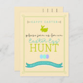 Uitnodiging tot Briefkaart Easter Egg Hunt (Voorkant / Achterkant)