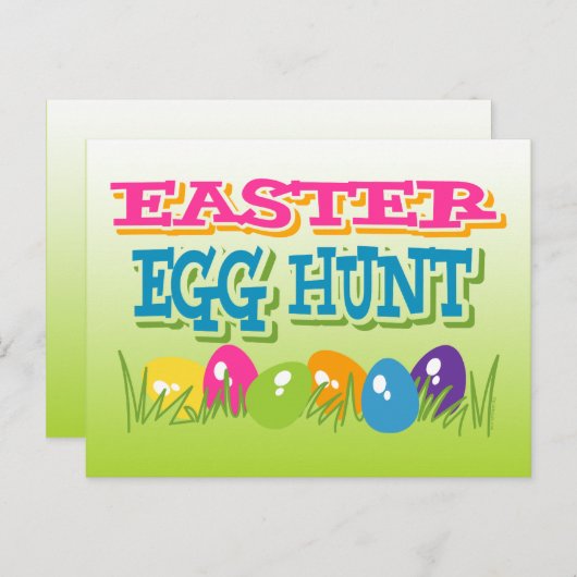 Uitnodiging tot Briefkaart Easter Egg Hunt (Voorkant / Achterkant)