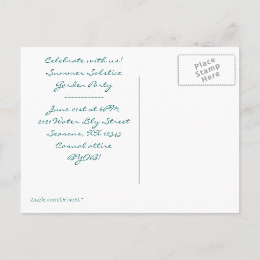 Uitnodiging tot Briefkaart van de zomerse partij (Achterkant)