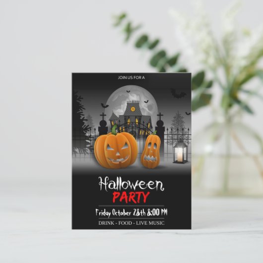 Uitnodiging tot Briefkaart van Halloween Party (Staand voorkant)
